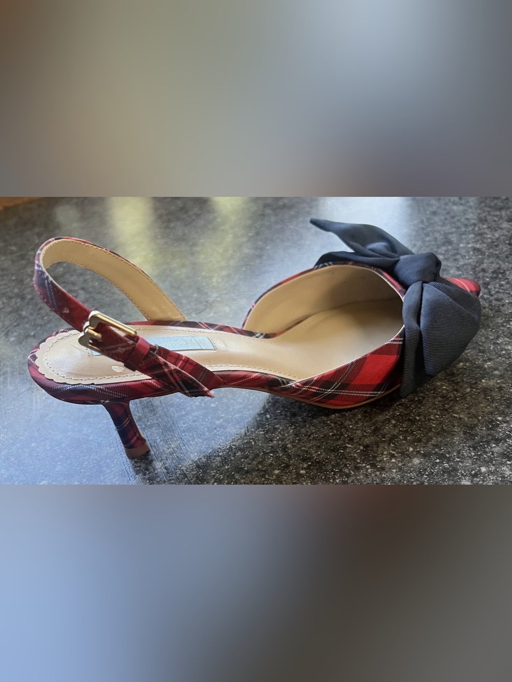 ❤️ Draper James Plaid Bow kitten Heels | Reese Witherspoon Brand | Size 8.5 - Picture 2 of 6